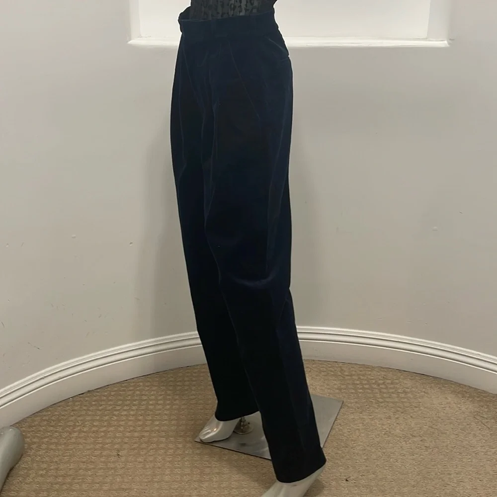 A.L.C. Pleated Tori Corduroy Straight Leg High Rise Pants Navy blue
